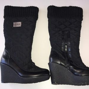 Guess - Size 6- quilted black boot